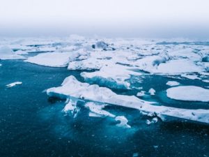 icebergs on open water
