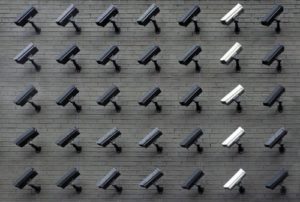 security cameras lined up on the walls