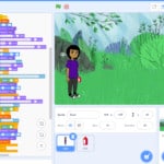 A screenshot of an interactive story being created in Scratch.