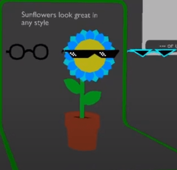 A sunflower wearing glasses
