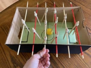 A DIY foosball game.