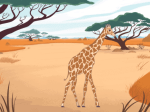 Savana desert with a sprite giraffe.