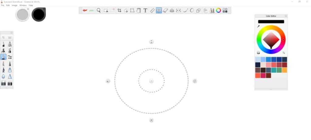 Autodesk interface, making your circle bigger.