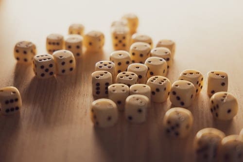 A group of dice on a table.