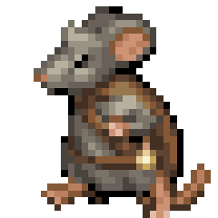 A frame for a mouse sprites walk cycle.