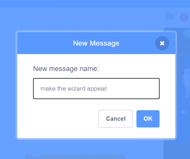 New message name in Scratch.
