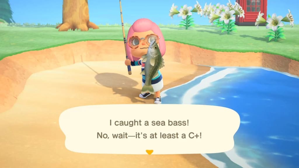 Animal Crossing: New Horizons fishing screenshot. Captured using the Nintendo Switch on May 26, 2020.