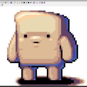 A pixel art character.