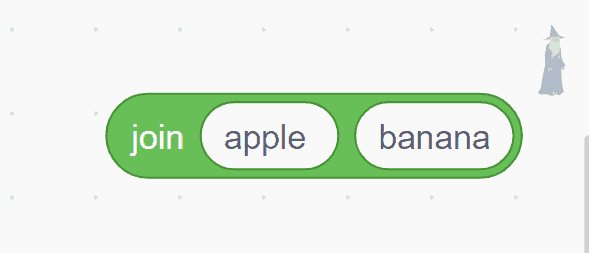 Join apple and banana block in Scratch.