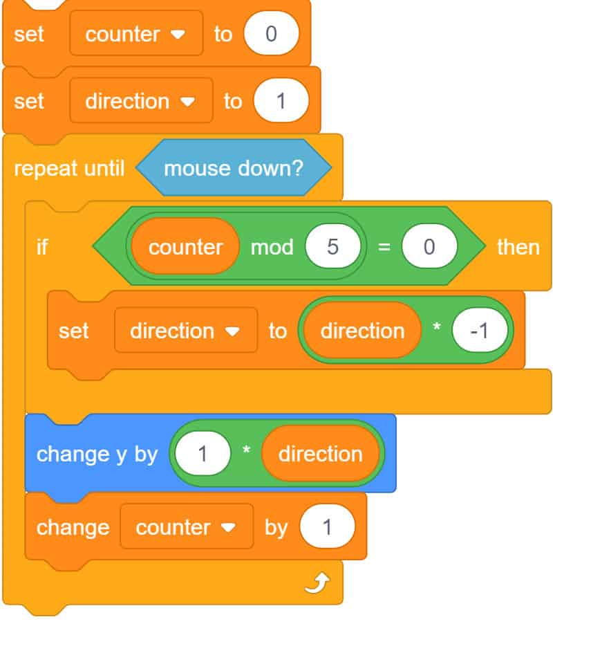 Scratch blocks stacked on top of each other.