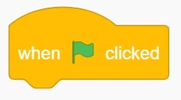 When green flag clicked code block in Scratch.