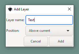 The add layer settings in Inkscape.
