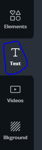 The text tab selected in the sidebar menu.