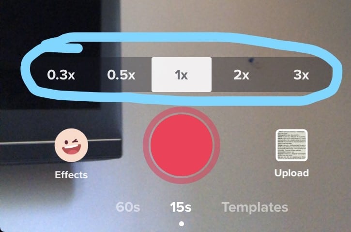 The TikTok video timing settings.