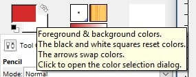 The foreground and background color selection tool.
