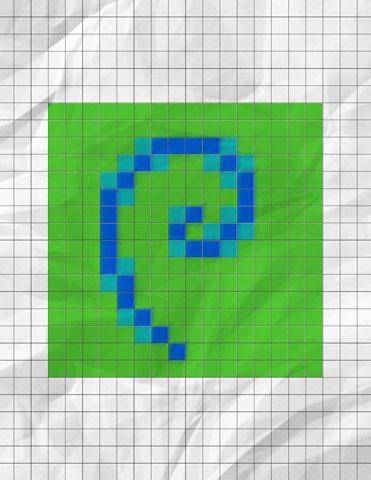 Anti-aliasing technique of a curved blue line created on graph paper.
