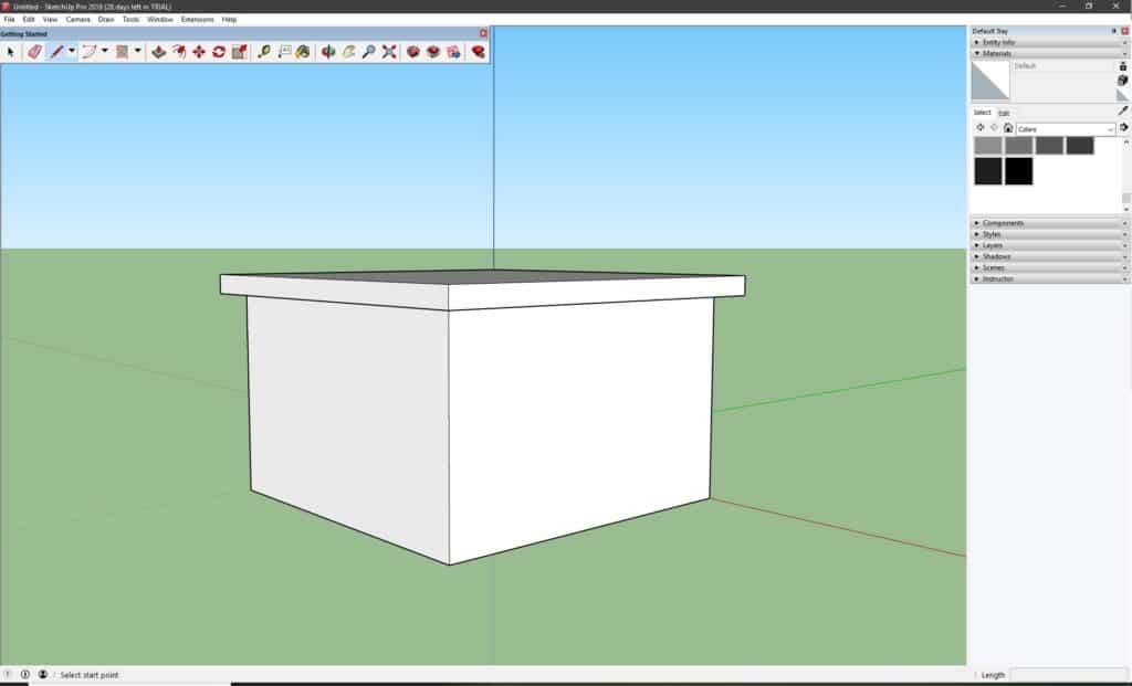 Process work of the house creation in SketchUp.
