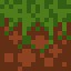Clumpy block of dirt with grass on top with added clusters of pixels and lines as clumps of dirt and grass.