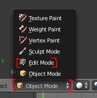 Edit mode highlighted in the Blender interface.
