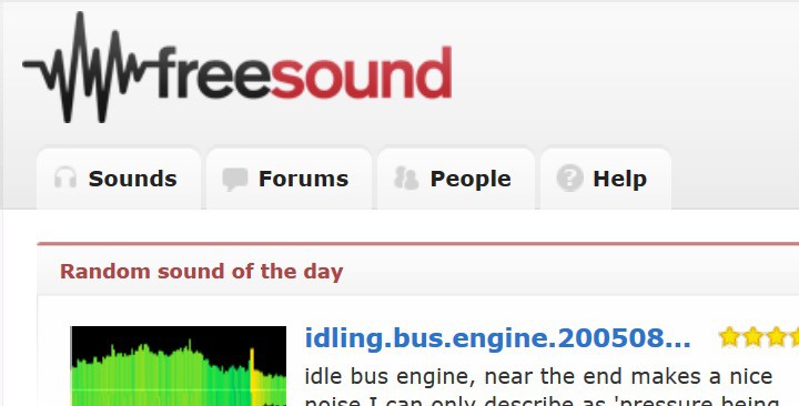 A screenshot of the Freesound website.
