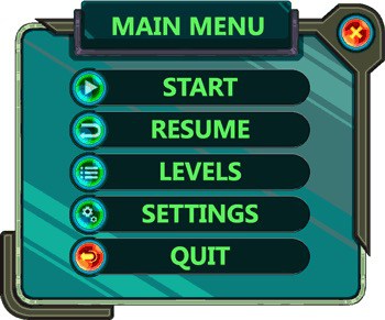 A sample main menu showing familiar icons for each option.