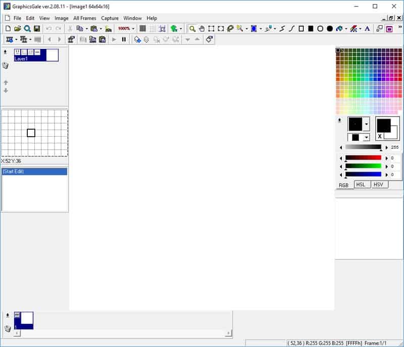 A new blank canvas in GraphicsGale.
