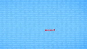 The word "password" revealed in red, surrounded by lines of binary code.