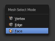 The mesh face selection menu option in Blender.