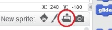 Import icon highlighted in sprite toolbar.