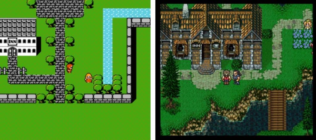 Final Fantasy series from Nintendo displaying a top-down example.