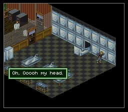 Isometric perspective of Shadowrun for SNES.