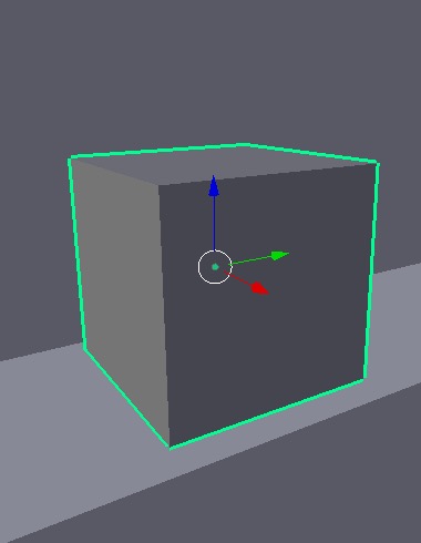 A selected cube in Blender.