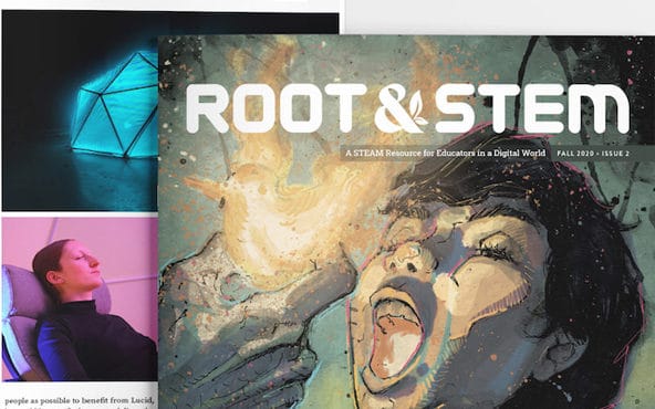 Root & Stem issue 2 with a feature within the magazine placed behind the cover.