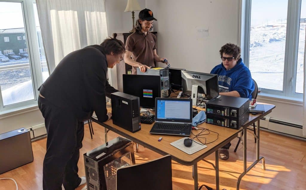 CFSN Iqaluit Team assembling computers