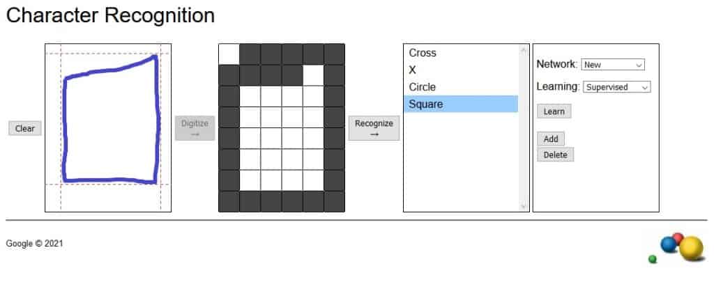A square drawn out and the drop down selected is square.