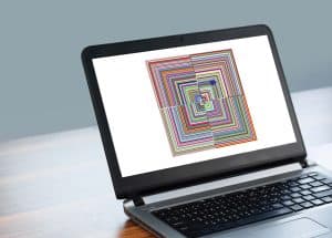 A computer screen showing AI-generated artwork.