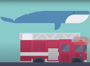 A whale overtop of a firetruck.